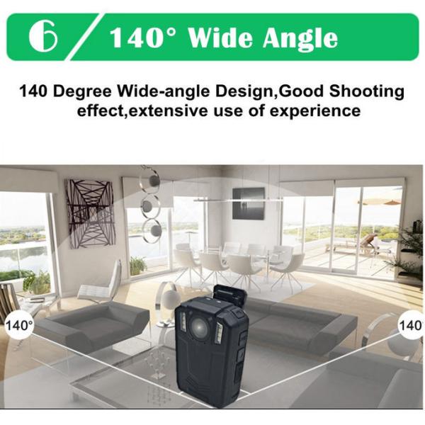 Um botão para gravar a câmara corporal da polícia com 8 luzes infravermelhas e 140 graus de grande ângulo