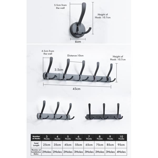 Aluminum Contemporary Stainless Steel Robe Hooks Hanger Multipurpose