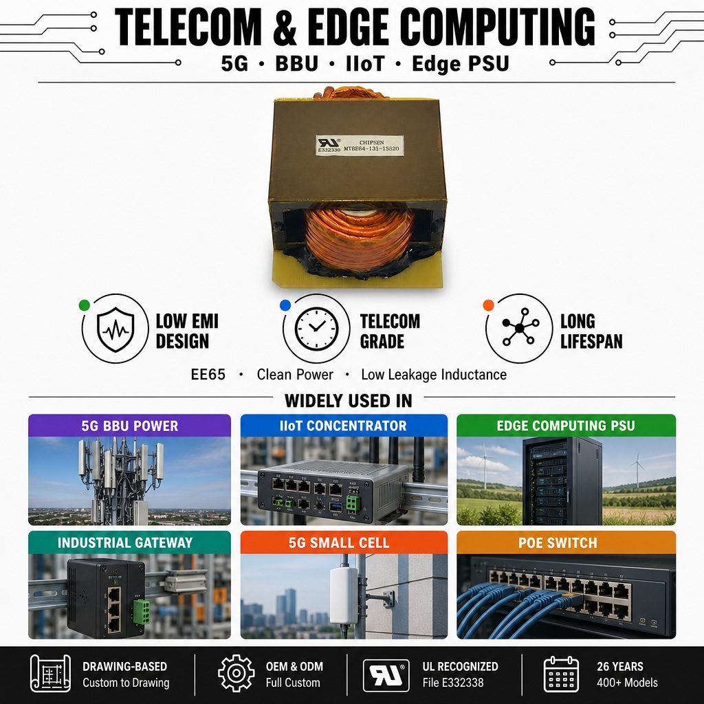 High Power Density EE64 Planar Transformer for Low Profile DC-DC Converter