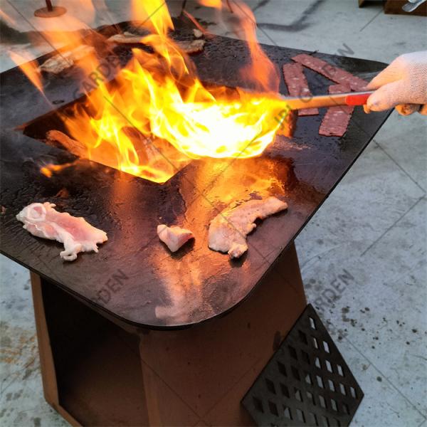 Anticorrosif bas en acier du gril 500*500*700mm de BARBECUE de Corten d'arrière-cour extérieure