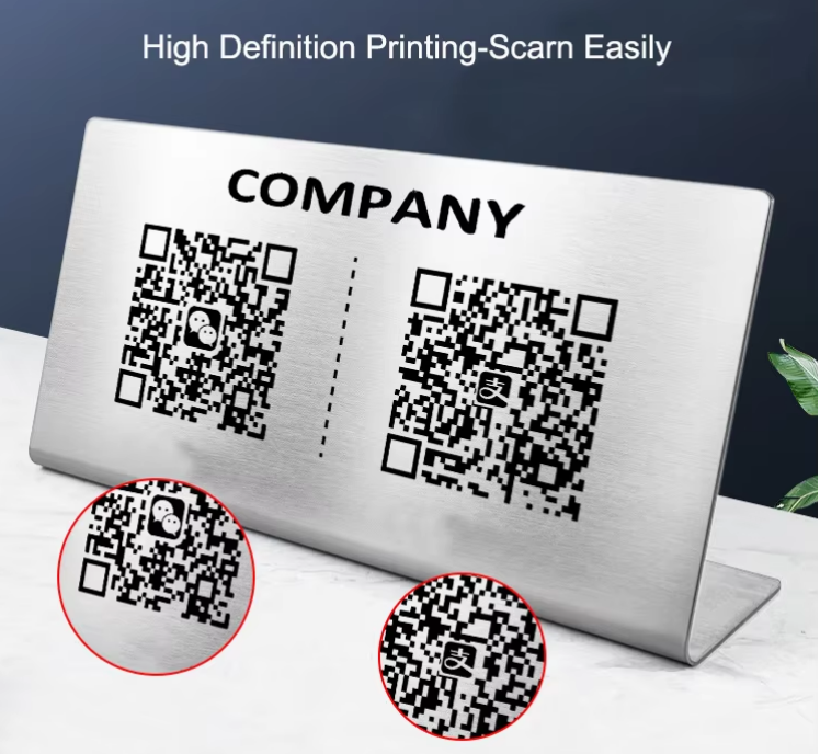 Custom Personalized Metal Display Tags Engraved And Printed Custom Qr Code For Restaurant Cafe Table Menu