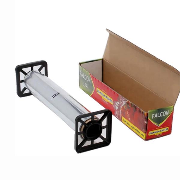 Food Baking Heavy Duty Paper Aluminum Foil Roll With Sawtooth Cutter