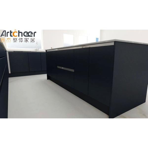 Grey and Blue Color Customized Kitchen Cabinet in L Shape Design for Modern Kitchen from Foshan