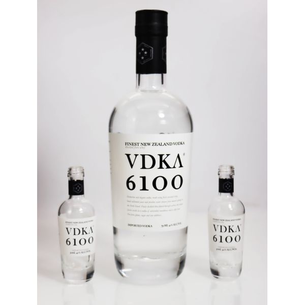 750ml VDKA 6100 VODKA GLASS BOTTLE, SUPER FLINT, PAPER LABEL DECORTION, New Zealand Vokda