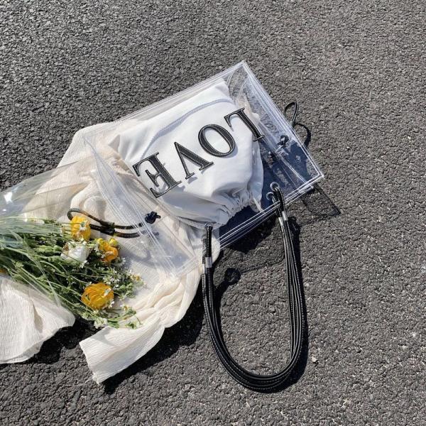 Summer Transparent Jelly Bag Female Large Capacity All-Match Single Shoulder Bag Texture Portable Commuter Tote Bag