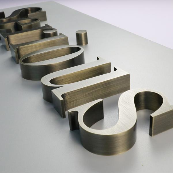 Anti Rust Brushed Metal Sign 304 Fabricated Stainless Steel Letters