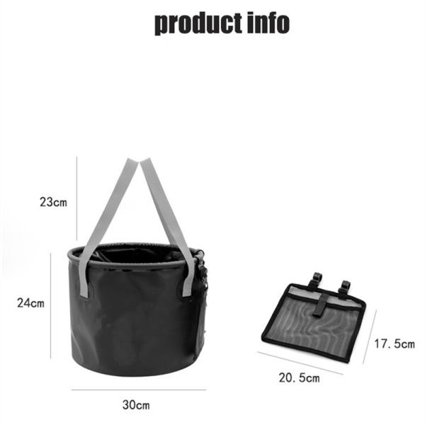 Tejido revestido de PVC de 500d 20L Acampada al aire libre Pesca Cubo plegable Cubo de limpieza de automóviles