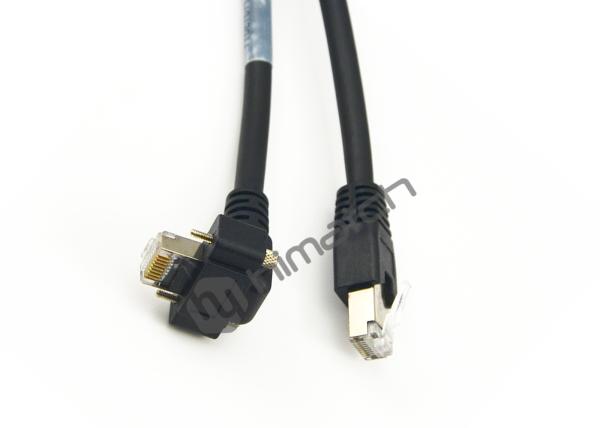 Right Angle Ethernet Cable , Rj45 Network Cable With Screw Lock Molding Cable