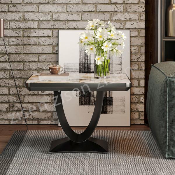 Curved Stainless Steel Marble Ceramic Coffee Table  Symbolic