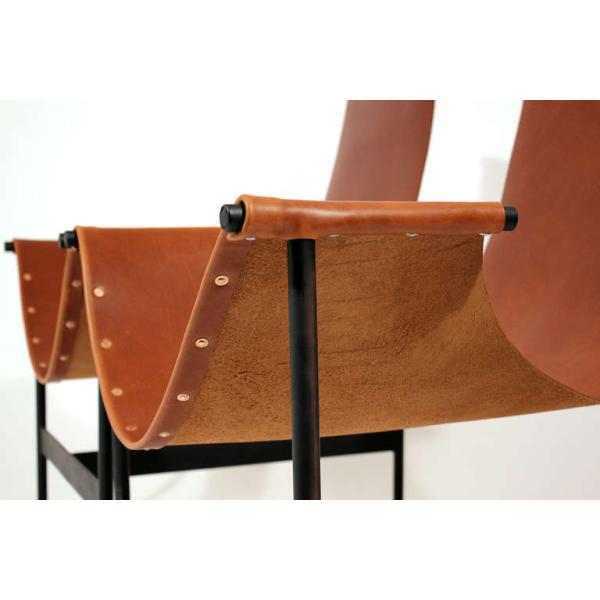 Mid Century Leather Sling Lounge Chair / Modern Contemporary Lounge Chair