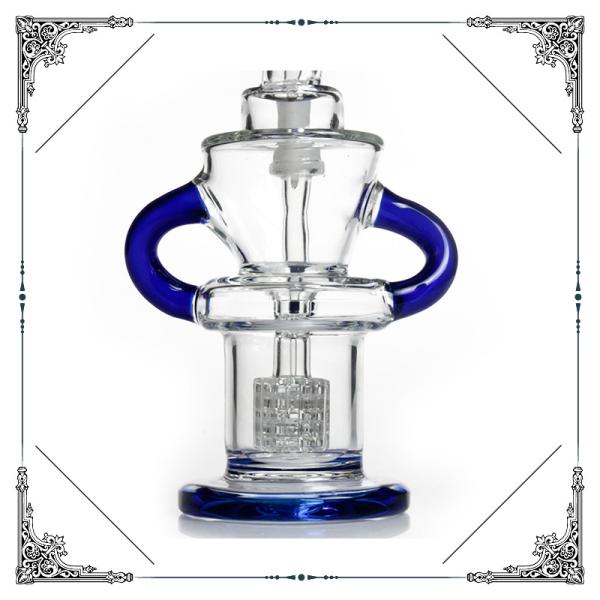 Glass Recycler Matrix Perc 8 Inches Bongs Smoking Blue Water Pipe