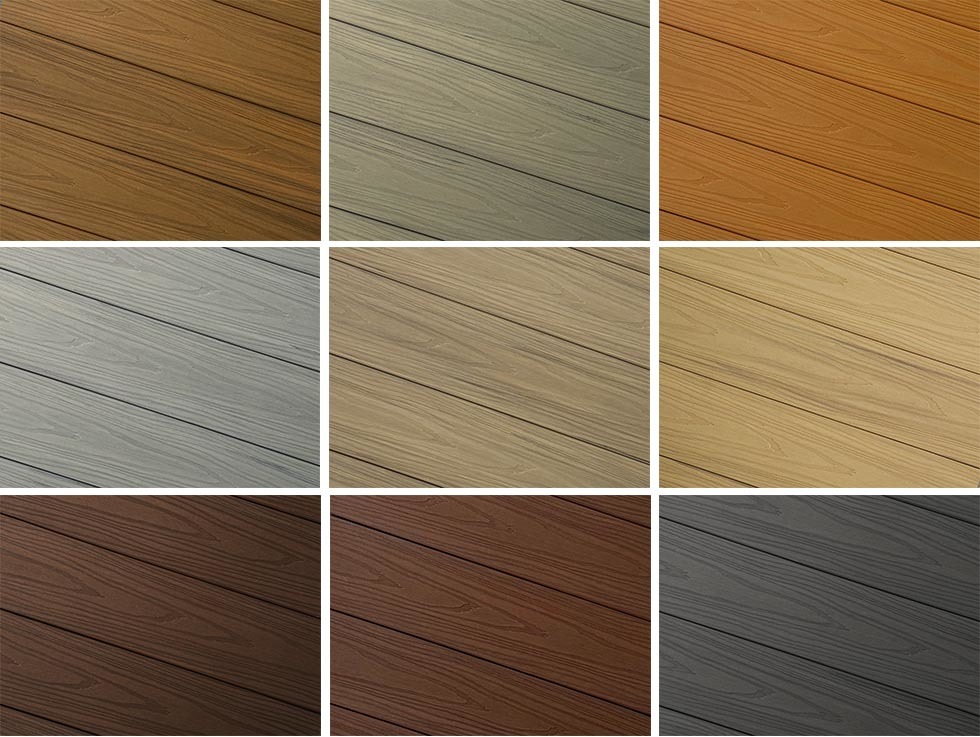 139x24mm WPC Solid Decking 3D Woodgrain Finish 3m Length for Villa Patio Deck