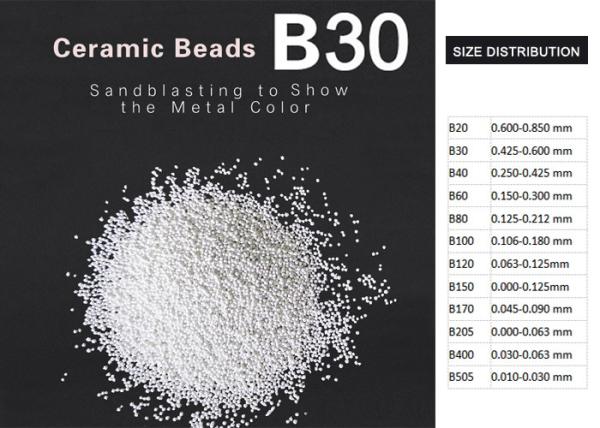 B30 médias de soufflage en céramique sablants de la taille 425-600μm pour la finition de surface métallique