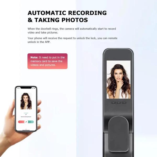 Villa 3D Face Smart Tuya Digital Door Lock Biometric Code Card Key Access