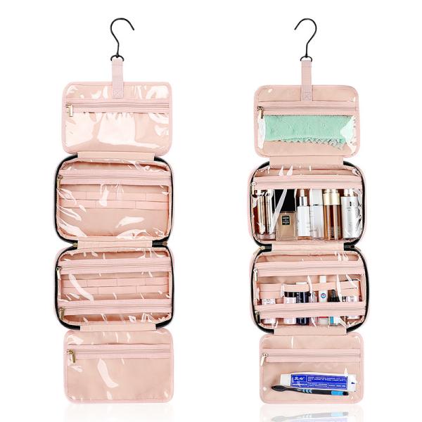 Hanging Toiletry Organizer Bag Travel Pink Camping Carry On 7.4x3x11 Inch