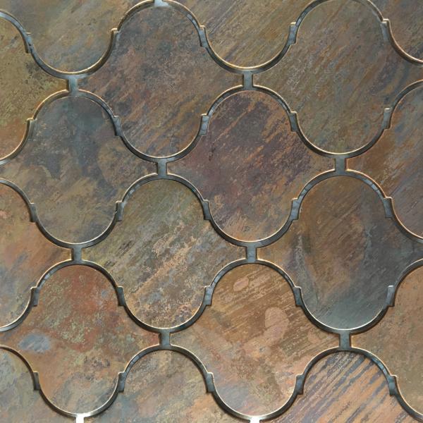 Factory Supply Bronze  Metallic Copper Tiles Lantern Design For Kitchen Backsplash Metal Tiles