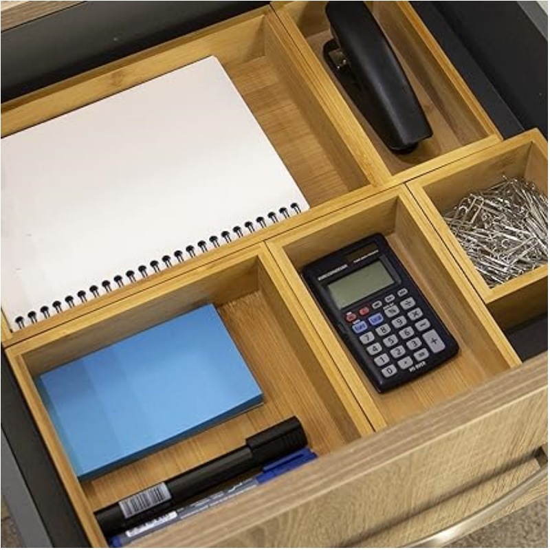 Multifunctional Bamboo Drawer Storage Box for Kitchen Various Sizes with Compartmentalized Storage Multifunctional Wood Drawer