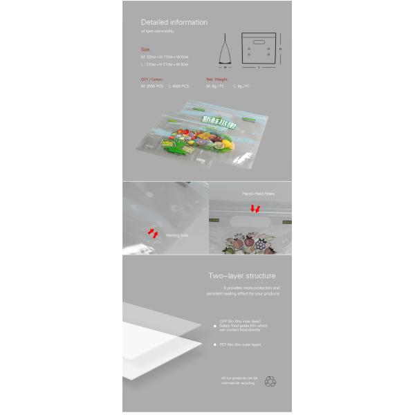 Stand Up Fresh Fruit Bags Packaging BOPP Material Reusable With A Tear Notch