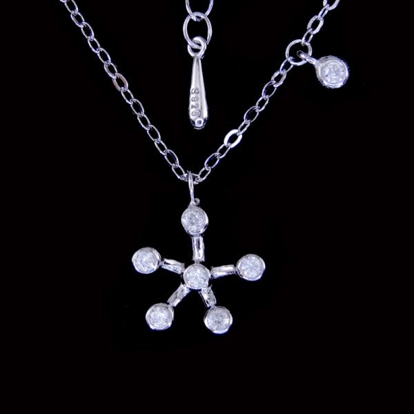 Подгонянный циркон серебряного кубического серебра округлой формы ожерелья Зирконя 925 половинный