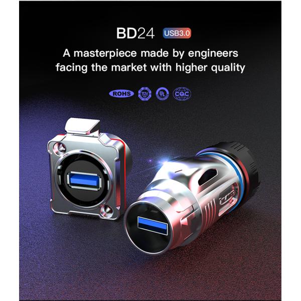 CNLINKO BD24 Metal Circular Data Connector USB Plug Waterproof USB 3.0 Connector