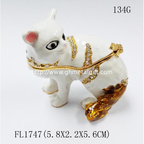 New product animal cat Metal Crystal Rhinestone Jewelry Box Trinket Box