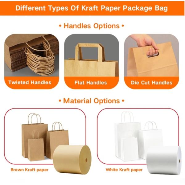Biodegradable Folding Paper Packaging 300um Kraft Paper Shopping Bag