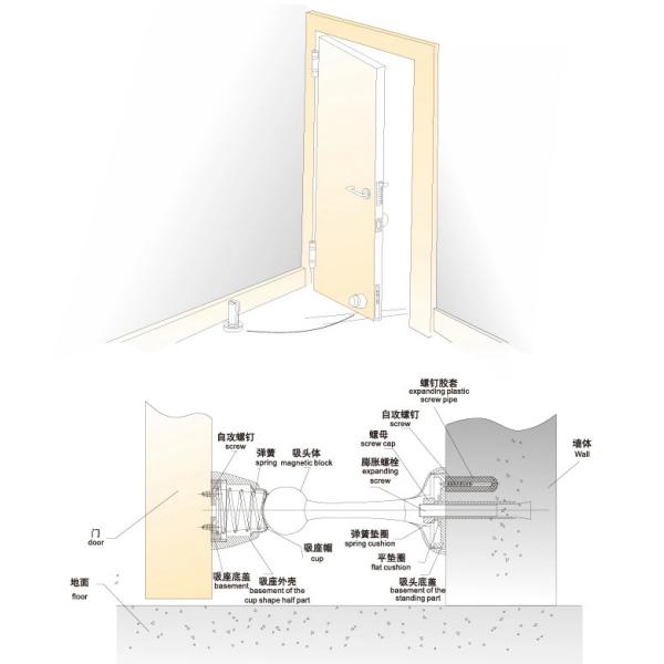 Satin Chrome Interior Door Stops Magnetic Door Hold Open Corrosion Resistant