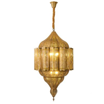 Arabic Hollow Art Vintage Copper Chandelier AC 220V 3500K Color Temperature