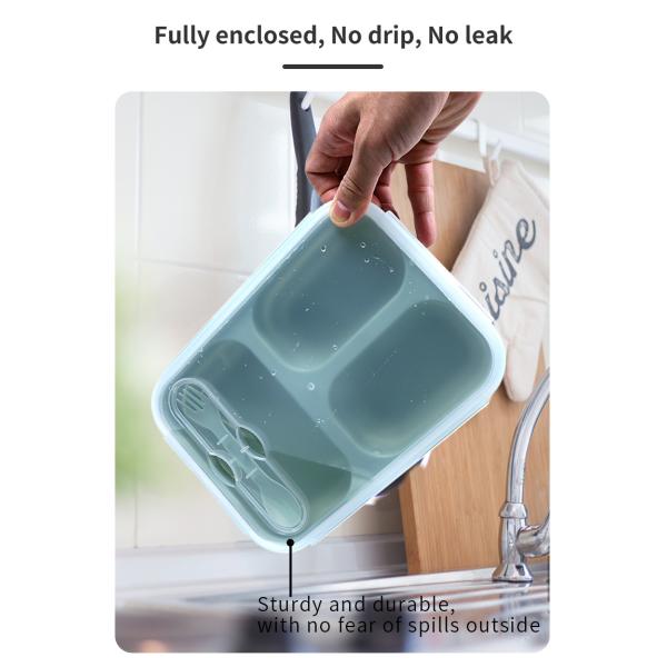 Food Grade Three Compartments Silicone Bento Lunch Box for Kids Customized Request