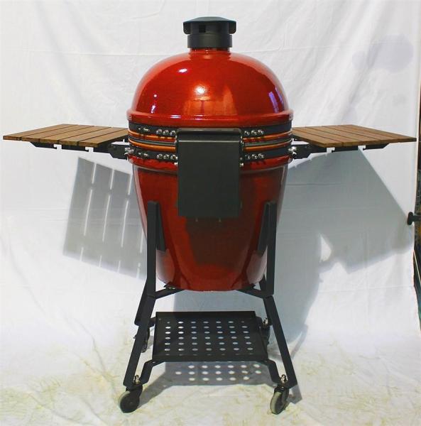 Nylon Wheels Wine Charcoal Kamado Grill Aluminum Alloy Top Cap