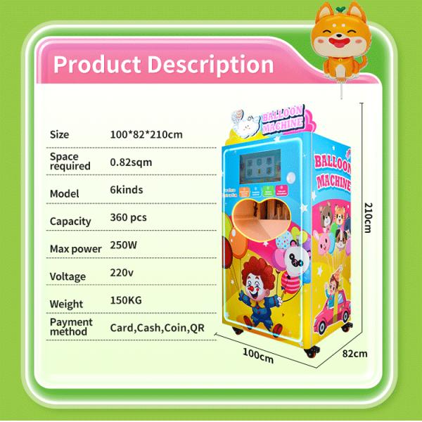 Balloon Vending Machine High Capacity 24/7 Operation & Versatile Payments