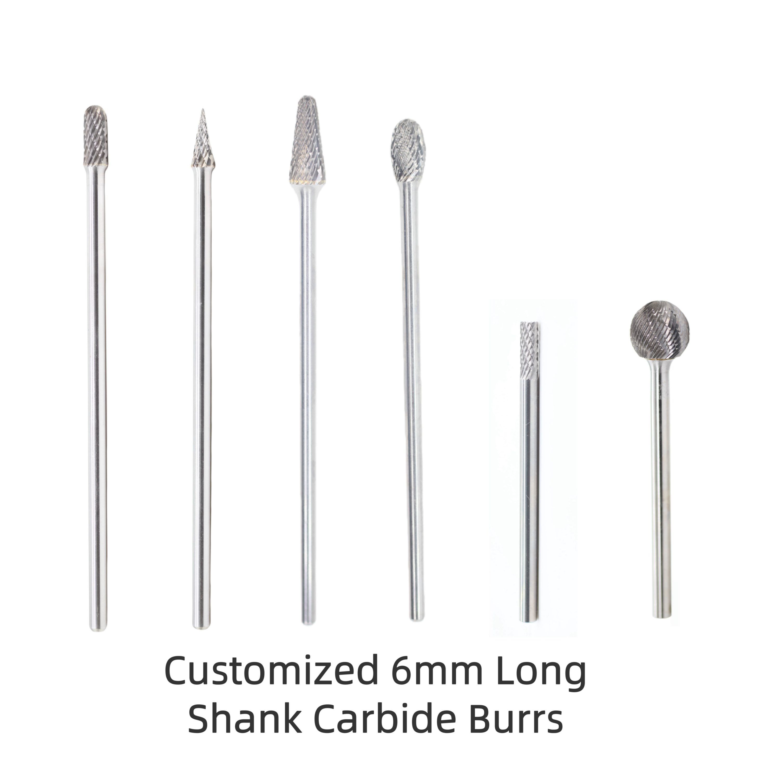 M0820-150mm Extended 6mm Shank Tungsten Carbide Burrs Standard Double Cut Carbide Burrs
