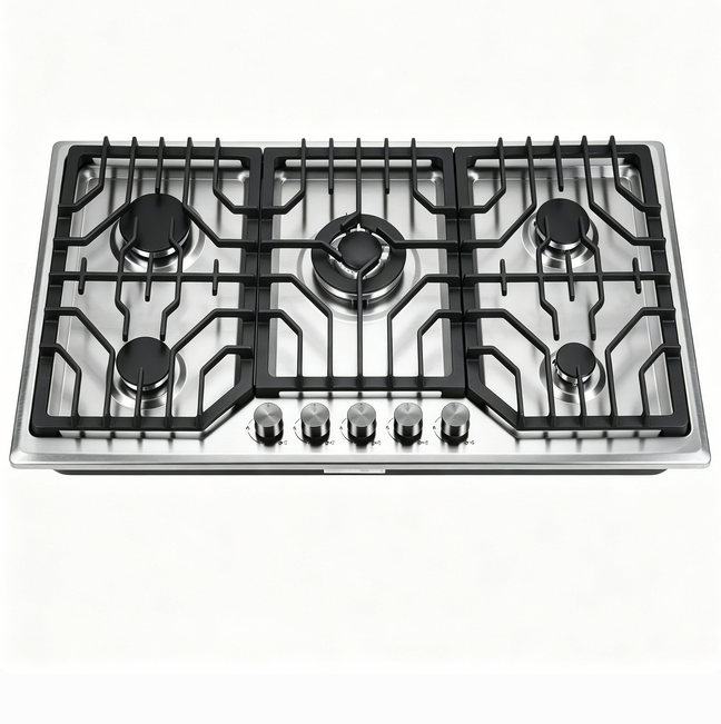 Built in 5 Burner Gas Hob Aluminum White Gas Safety System ODM OEM Manufacturers