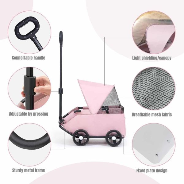 Wholesale Foldable Pet Stroller, OEM ODM 4-Wheel Pet Trolley with Mesh Ventilation for Small Pets