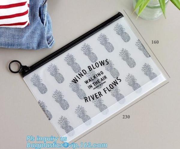 Professional factory price custom logo printed PE plastic slider zipper bags for packaging makeup cosmetic, slider zip