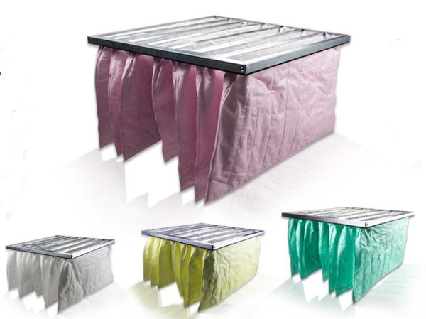 Non Woven Unit Pocket Air Filter 6 Bag 5 Micron Particle For Cement Dust