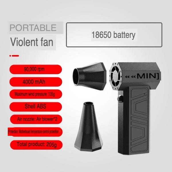 Black 90000rpm 4000mah Pocket Violent Turbo Fan For Outdoor Cool Camping