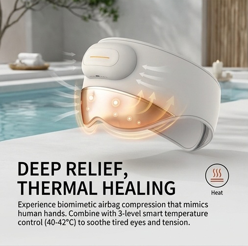2-in-1 Silent Head and Eye Massager with Heat, Smart Airbag Biomimetic Massage Mask with Visualization Window, 3 Heat Levels, 4 Modes, Relieve Eye Strain