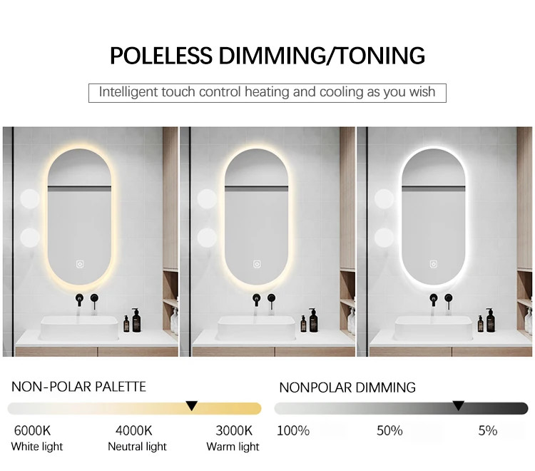 Anti Fog Arch Luxury Illuminated Bathroom Mirrors IP44 For Hotel Bathroom Project