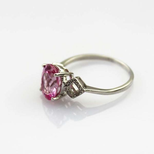 Fashion 925 Silver 7mmx9mm Oval Garnet Ring with  Cubic Zirconia(R257)