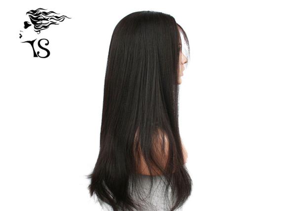 Natural Black Heavy Yaki Straight Human Straight Lace Front Wigs With 100% Brazilian Hair