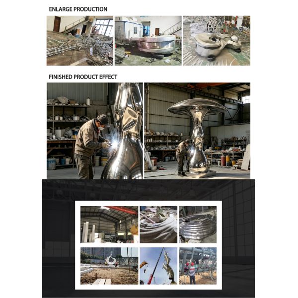 Large outdoor park square pool spray stainless steel sculpture