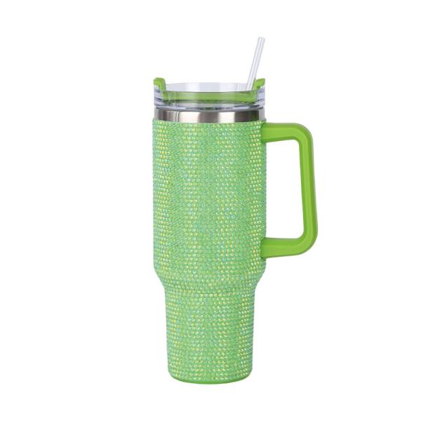 Customizable Reusable Cold Color 300ml/400ml Double Wall Cup with Diamond Studded Lid