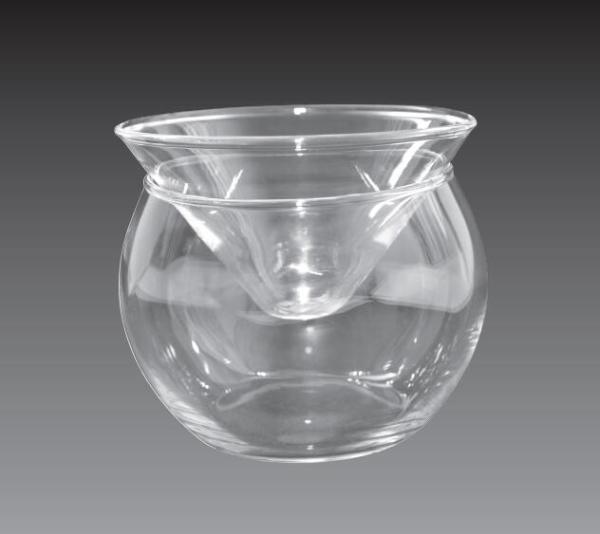Caviar sea food cooler glass server with high quality glass material and logo can be printed on bottom