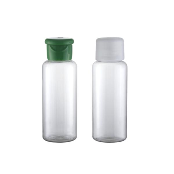 Transparent PETG Collar 100ml Clear Plastic Bottle with Custom Color and Cap