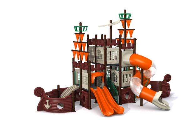 Pirate Ship Style Children'S Backyard Playground Equipment For Clearing 27CBM Volume