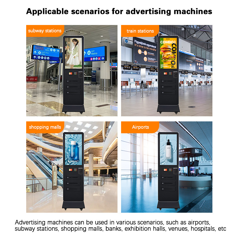 32 inch Cloud-Managed Digital Signage Kiosk with Smart Lockers and Fast Phone Charging