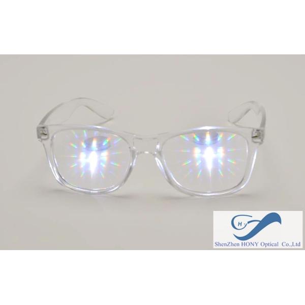 Party Plastic Frame 3D Diffraction Glasses , Durable Rainbow Prism Glasses