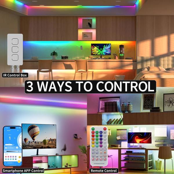 RGB Smart IC COB LED Strip Light Addressable 16.4ft/5m 24V Color Flowing Strip Light Multicolor Flexible Tape Light Kit