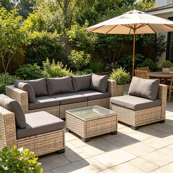 Wholesale Sectional Sofa Garden Corner Set Factory Hot Sale Customizable 6 Pieces Outdoor Rattan Sofa